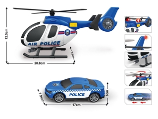 Policja zestaw:helikopter+autko,helikopter jest na baterie,wym.helikop