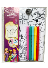 DISNEY PRINCESS Koszulka do kolorowania - bawełniana rozmiar 110 - 116