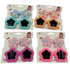 Zestaw dla dziewczynki spinki kwiatki+okulary przeciwsłoneczne kwiatki 91055