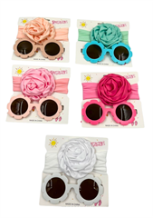 Zestaw dla dziewczynki opaska z różą+okulary przeciwsłoneczne kwiatki 91054