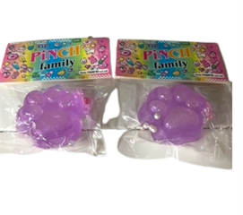 PROM Gniotek antystresowy gumowy Łapka zbrokatem 7x6cm fioletowa GTM-103