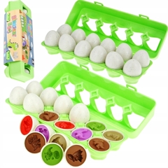 S.CENA 12 jajek - nauka dopasowywania kształtów - dinozaury. Opakowanie: wytł