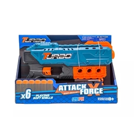 Pistolet 24,5x15x4cm na miękkie strzałki, w zestawie 6 strzałek, obx26