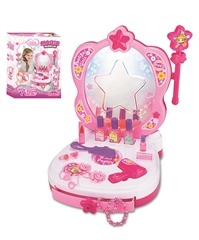 Toaletka,światła,muzyka,akcesoria,zasilanie 3xAA,wym.cbx:39x30x9,5 cm