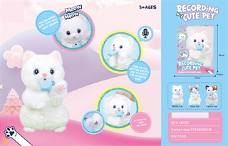 Kotek pluszowy b/o z rybką, dźwięki, funkacja nagrywania, reaguje na d