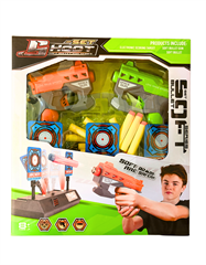 Zestaw strzelecki,2 pistolety na miękkie strzałki+tarcze,światła,dźwię