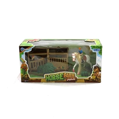 Stajnia, w zestawie 3 figurki koni, drzewko, akcesoria, WBX 42,5x20x17
