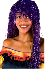 Peruka - fioletowa błyszczca długie włosy