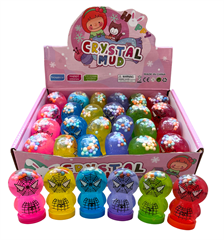 Slime pająk z brokatem i kuleczkami 7cm display 24szt 32406