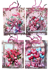 Torebka prezentowa kwiaty i serca AL-43718x23x8