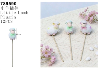 Ozdoba wielkanocna baranek na piku 6cm 789590