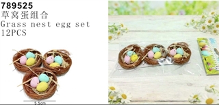 Ozodba wielkanocna gniazdko z kolorowymi jajeczkami 5.5cm 789525