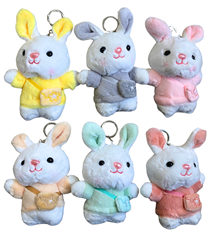 Brelok pluszowy króliczek z torebką pastelowe kolory 16cm 782690
