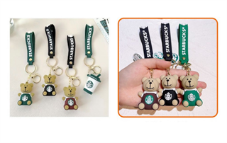 Brelok gumowy z opaską misiu/napój Stra 65952