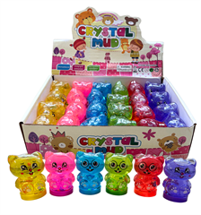 Slime kotek z kuleczkami brokatowy 7cm 24szt w displayu 32411