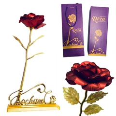 NORIMPEX RÓŻA CZERWONA ZŁOTA ŁODYGA + NAPISEM LOVE