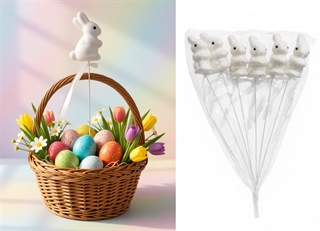 Zając na piku styropianowy brokat 30x7 cm kpl 6 szt FLK-52494