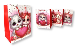 Torba prezentowa G HOLO sztywna KOTEK 32x26x12 cm MIX WZORÓW LPR-G32