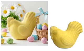 Dekoracja wielkanocna styropianowa KURA flokowana 17x14x7 cm ŻÓśTA FLA-50501A