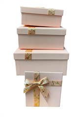 Pudełko prezentowe, kartonowe z kokardą kpl 3 szt RÓŻOWE XPR-50513P