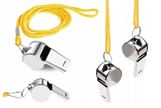 S.CENA 20974 - Gwizdek Sędziowski Z KulkąMetalowy Żółty Sznurek 40cm - 5905991035381