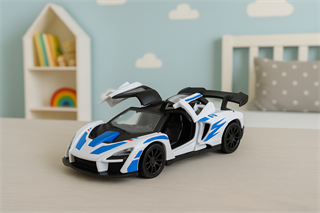 S.CENA 28069 - Samochód Sportowy WyścigowyMetalowy Napęd Otwierane Drzwi Biały 1:32 - 5905991084921