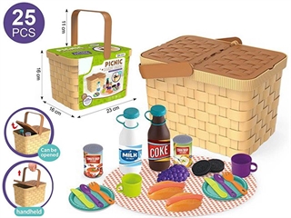 -Zestaw kosz piknikowy 25 el rozm koszyka 23x16x16cm