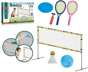 ZESTAW SPORTOWY Z SIATKĄ 3 W 1 BADMINTON/FRISBEE/SIATKÓWKA 24 SZT/K