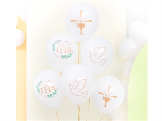 Balony biodegradowalne Komunia 12cali 6szt. zestaw 149928