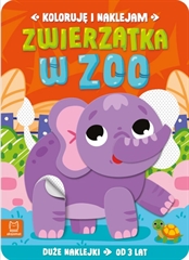 -Koloruję i naklejam. Zwierzątka w zoo. Duże naklejki od 3 lat