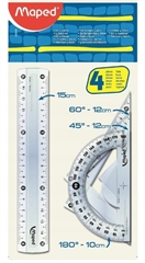 -Mini zestaw linijka 15cm, ekierka, kątomierz