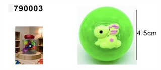 Piłka kauczukowa ze zwierzątkiem w środku 4,5cm 790003