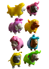 Miękki piesek w ściąganym ubranku zwierzaczka (50szt w paczce) 32461