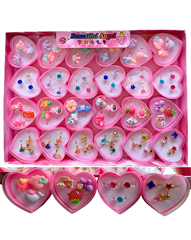 Zestaw pierścionków 3szt w pudełeczku serduszku (24szt w displayu) 11158