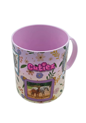 Kubek dziecięcy plastikowy z uchwytem zwierzątka 340ml