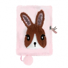 -PAMIĘTNIK PLUSZOWY Z KŁÓDKĄ RÓŻOWY