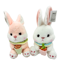 Maskotka pluszowa zajączek z koszyczkiem dwa kolory 30cm LY-W8001-114