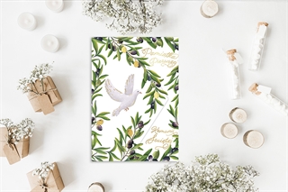 KARNET A5 KOMUNIA KOPERTA OLIWKI I GOŁĄB