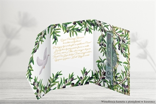 KARNET A5 KOMUNIA KOPERTA OLIWKI I GOŁĄB