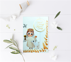 KARNET B6 KOMUNIA KÓŁKO ANIOŁ BARANEK