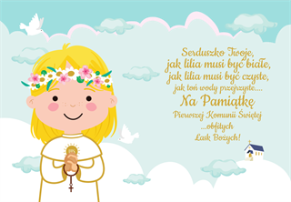 Karnet B6 Komunia dziewczynka kolor