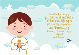 Karnet B6 Komunia chłopiec kolor