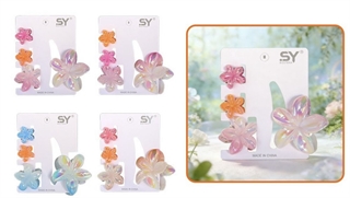 Klamra do włosow zestaw 4szt (1 duża+1 średnia+2 małe) kwiatek 65867