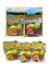 Gniotki owocki zabawka antystresowa 4 owoce i widelczyk w zestawie (12szt display) 32258