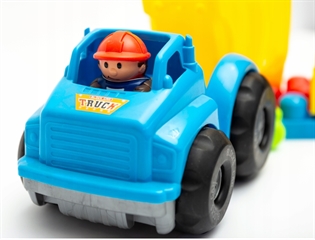 Auto pojazd wywrotka z klockami zółto-niebieski 23x16x15