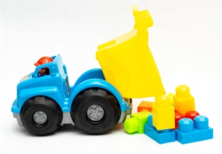 Auto pojazd wywrotka z klockami zółto-niebieski 23x16x15