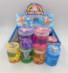 Slime jednokolorowy 8cm z zawieszką jednorożca 12szt w displayu