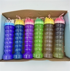 Slime w spiralnej butelce kotek brokatowy z kuleczkami 21cm 6szt w displayu