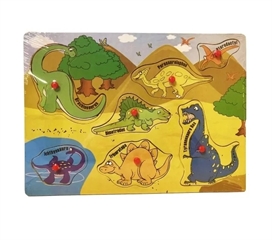 UKŁADANKA DREWNIANA Z PINEZKAMI DINOZAURY