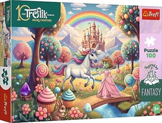 S.CENA Puzzle -   100   Inspired By Fantasy-Jednorożec w słodyczolandii / KAZSTUDIO SA Rodzina Treflików FSC Mix 70 #37;